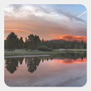 Pegatina Cuadrada Tuolumne Meadows Sunset - Yosemite John Muir Trail