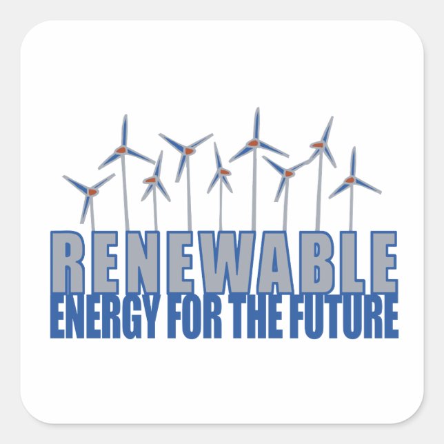Pegatina Cuadrada Turbinas de energía eólica (Anverso)