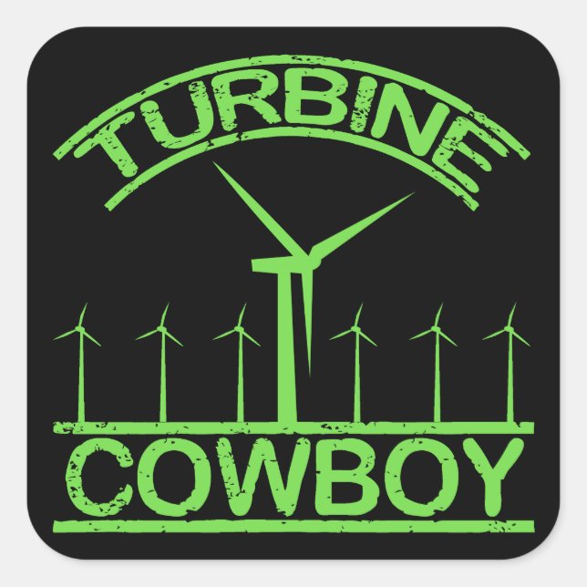 Pegatina Cuadrada Turbine Cowboy (Anverso)