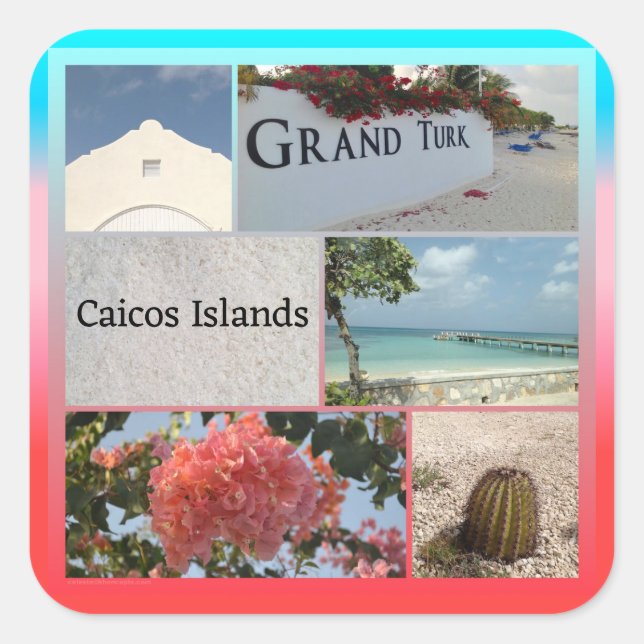 Pegatina Cuadrada Turcas y Caicos (Anverso)