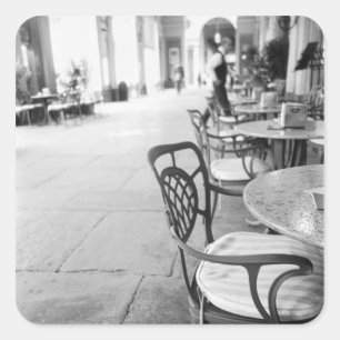 Pegatina Cuadrada Turín Italia, Café y Arcada