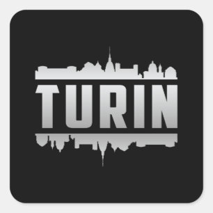 Pegatina Cuadrada Turín Italia City Skyline Cityscape Funny Gift