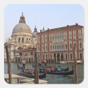 Pegatina Cuadrada Turista en góndolas desde San Maria Del Giglio