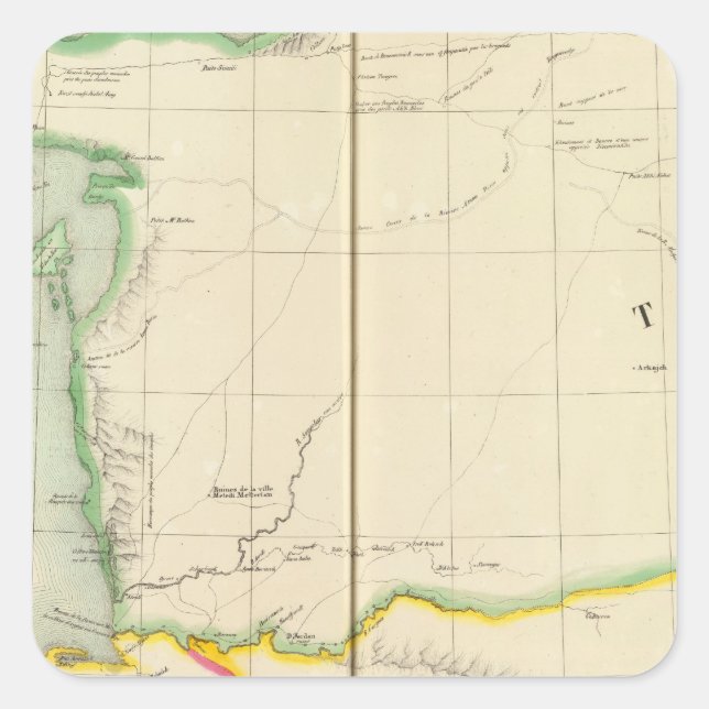 Pegatina Cuadrada Turkmenistán Irán 53 (Anverso)