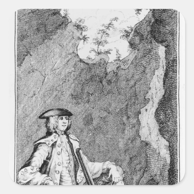 Pegatina Cuadrada Turpin mientras se ocultaba en una cueva (Anverso)