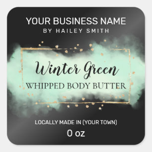 Pegatina Cuadrada Turquesa De Tinta Moderna Y Mantequilla De Cuerpo 