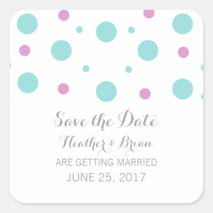 Pegatina Cuadrada Turquesa Fuchsia Confetti salva a los Pegatinas de