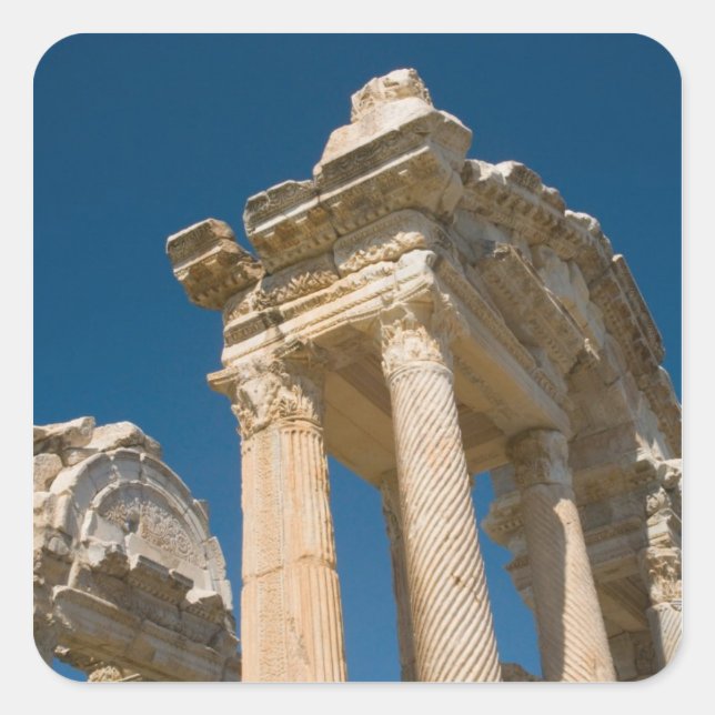 Pegatina Cuadrada Turquía Afrodisias es un lugar arqueológico romano (Anverso)