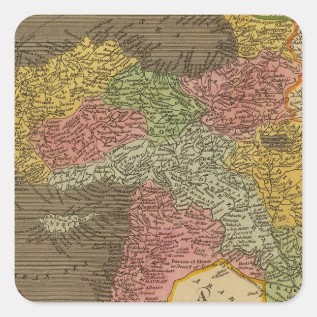 Pegatina Cuadrada Turquía en Asia 2 (Anverso)