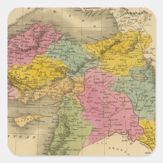 Pegatina Cuadrada Turquía en Asia 4 (Anverso)