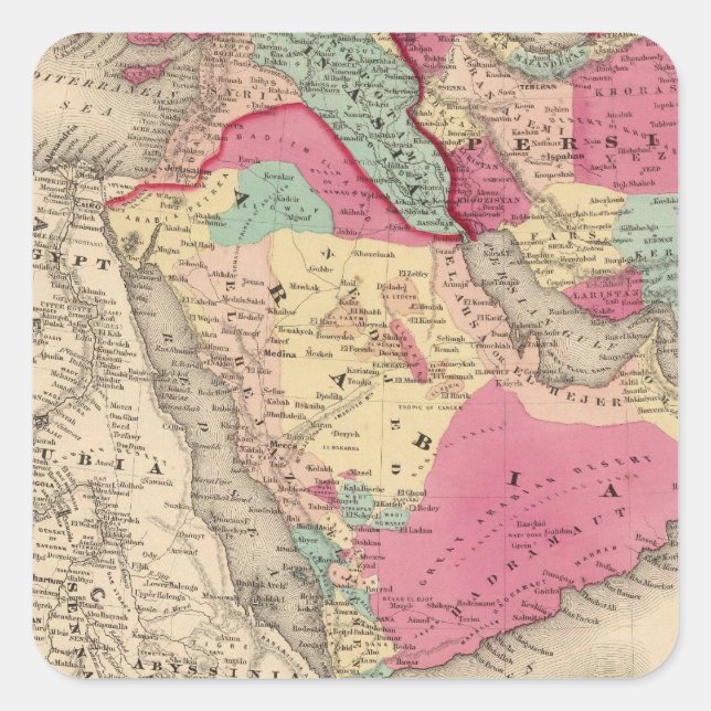 Pegatina Cuadrada Turquía en Asia Persia Arabiaandc (Anverso)