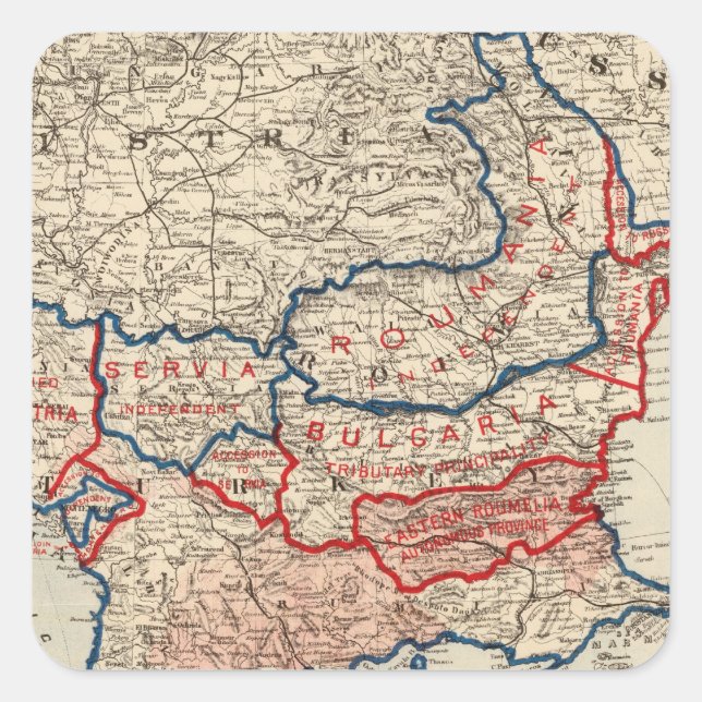 Pegatina Cuadrada Turquía en Europa 10 (Anverso)