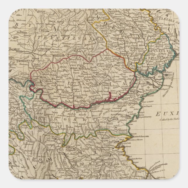 Pegatina Cuadrada Turquía en Europa 3 (Anverso)