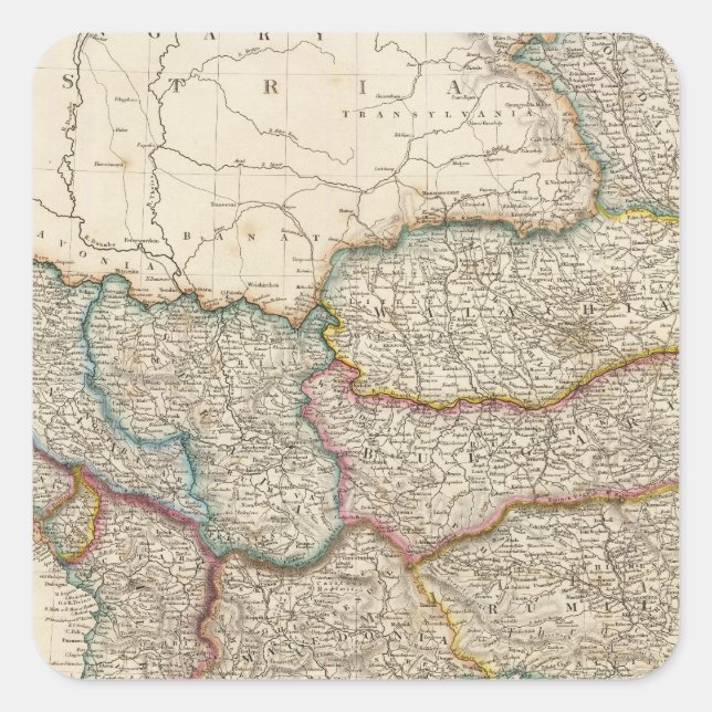 Pegatina Cuadrada Turquía en Europa 7 (Anverso)