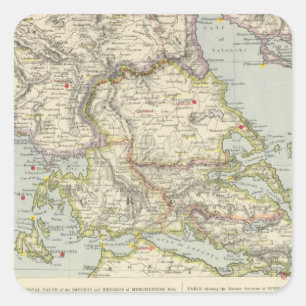 Pegatina Cuadrada Turquía en Europa, Grecia del norte