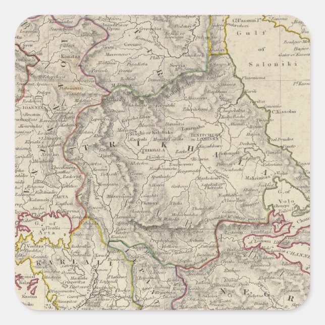 Pegatina Cuadrada Turquía II Norte de Grecia (Anverso)