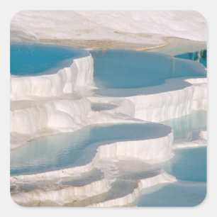 Pegatina Cuadrada Turquía, Pamukkale Castillo de Algodón).