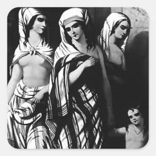 Pegatina Cuadrada Turquía Vintage Estambul museo Topkapi 1970