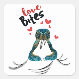 Pegatina Cuadrada Turtle Love Bites T-Shirt Valentines Regalos T-Shi