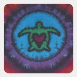 Pegatina Cuadrada Turtle Love Tie Dye