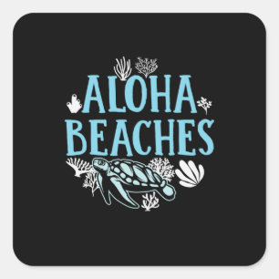 Pegatina Cuadrada Turtle Lover   Aloha Beaches