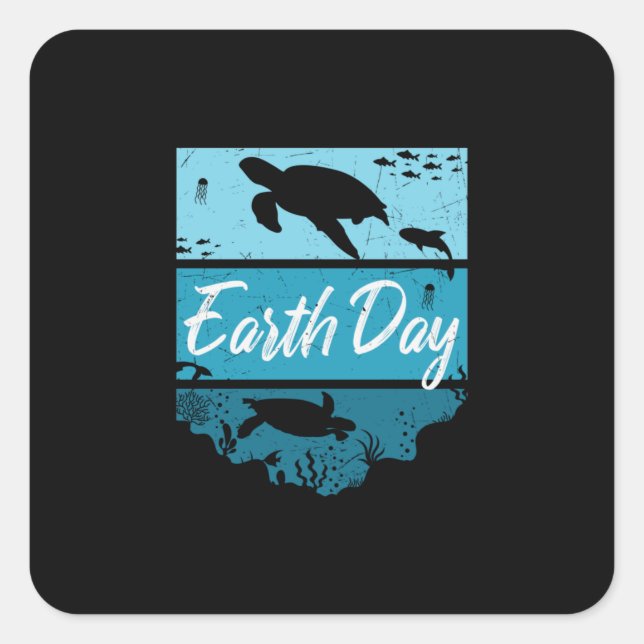 Pegatina Cuadrada Turtle Lover | Día de la Tierra (Anverso)