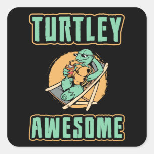 Pegatina Cuadrada Turtley Awesome Turtle Lover Turtles Funny Gift