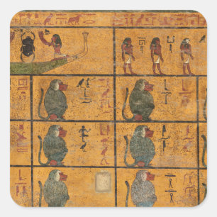 Pegatina Cuadrada Tutankhamun Tomb, Muro Occidental