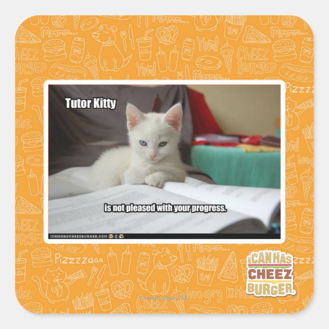 Pegatina Cuadrada Tutor Kitty (Anverso)
