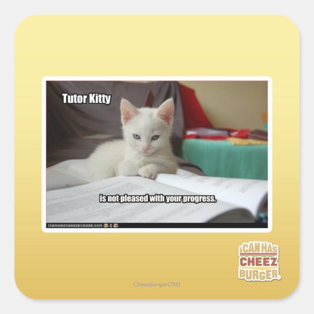 Pegatina Cuadrada Tutor Kitty (Anverso)