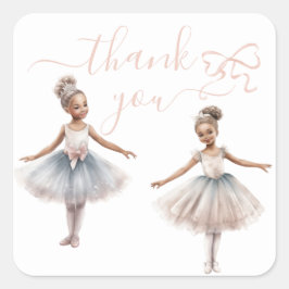Pegatina Cuadrada Tutu Cute Elegant Ballerina Cumpleaños Gracias