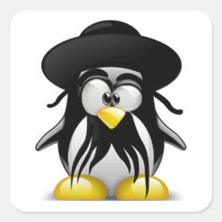 Pegatina Cuadrada Tux judío (Linux Tux)