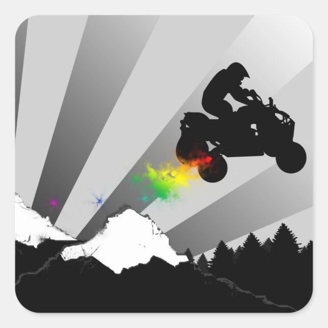 Pegatina Cuadrada tv de ruta de tierra de quads (Anverso)