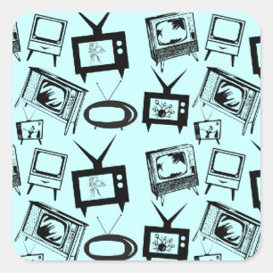 Pegatina Cuadrada TV retro