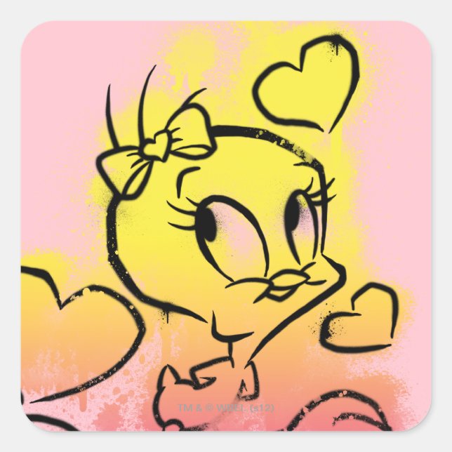 Pegatina Cuadrada TWEETY™ Con Corazón (Anverso)