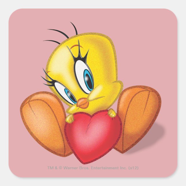 Pegatina Cuadrada TWEETY™ Holding Heart (Anverso)