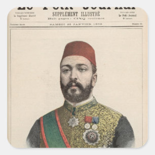 Pegatina Cuadrada Twefik Pasha Khedive de Egipto