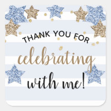 Twinkle Little Star Birday Boy Blue Gold