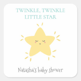 Pegatina Cuadrada Twinkle Little Star Cute Nursery Rhyme Baby Shower