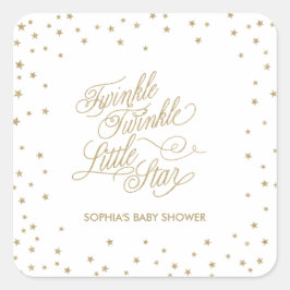 Pegatina Cuadrada Twinkle Little Star Gold Baby Shower