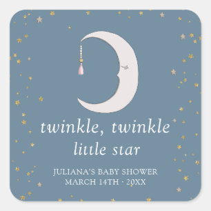 Pegatina Cuadrada Twinkle Twinkle Little Star Baby Shower
