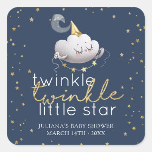 Pegatina Cuadrada Twinkle Twinkle Little Star Baby Shower
