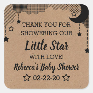 Pegatina Cuadrada Twinkle Twinkle Little Star Baby Shower Gracias