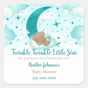 Pegatina Cuadrada Twinkle Twinkle Little Star Bear Baby Shower