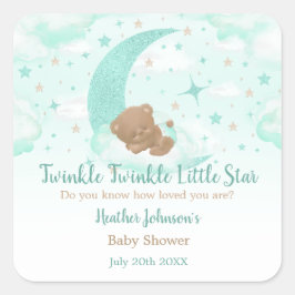 Pegatina Cuadrada Twinkle Twinkle Little Star Bear Baby Shower