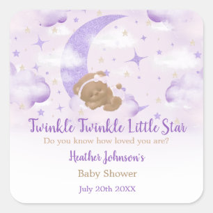 Pegatina Cuadrada Twinkle Twinkle Little Star Bear Baby Shower