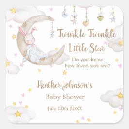 Pegatina Cuadrada Twinkle Twinkle Little Star Bunny Baby Shower