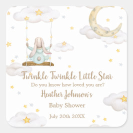 Pegatina Cuadrada Twinkle Twinkle Little Star Bunny Baby Shower