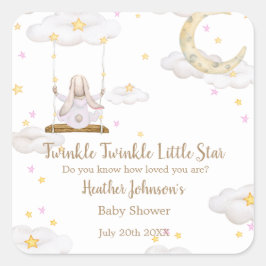 Pegatina Cuadrada Twinkle Twinkle Little Star Bunny Baby Shower
