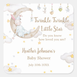 Pegatina Cuadrada Twinkle Twinkle Little Star Bunny Baby Shower